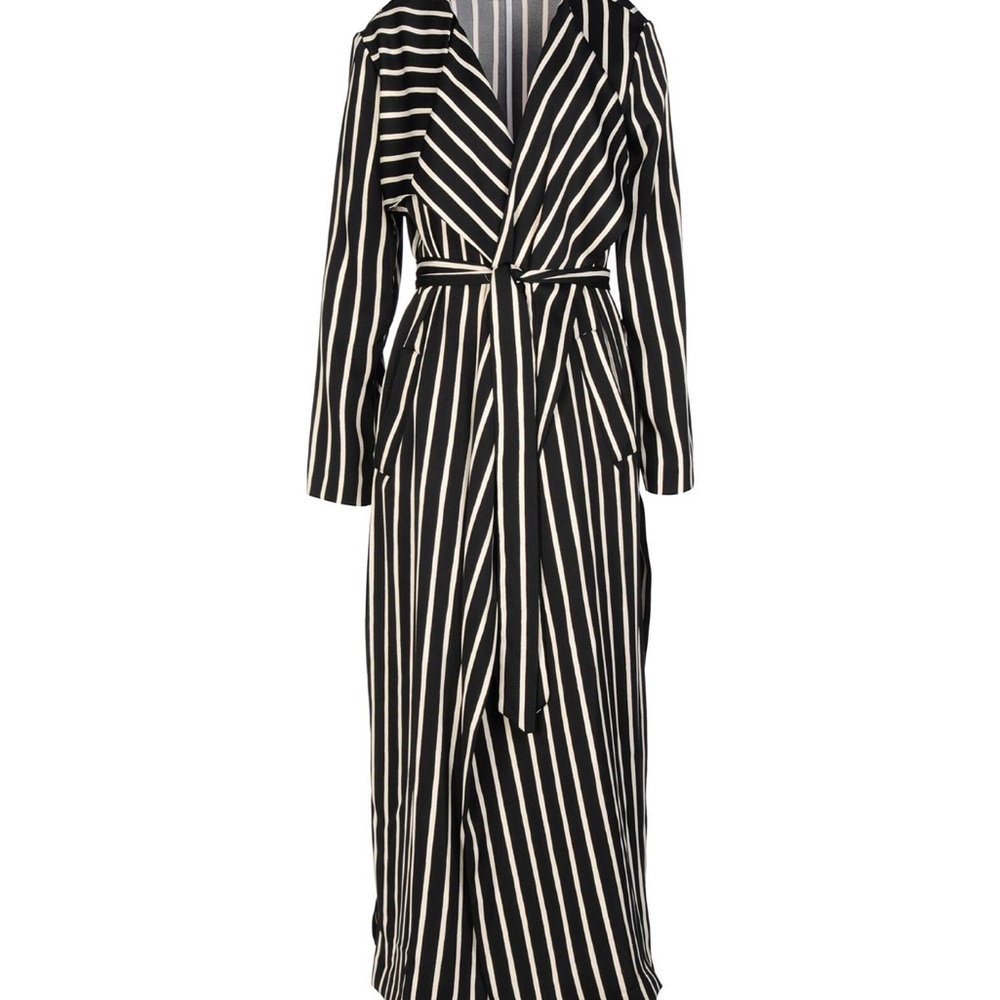 Milano Fashion Alert Black and White Striped Wrap Dress/overcoat